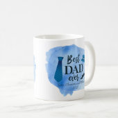 Bester VATER jemals Blue Watercolor Krawatte Hat V Kaffeetasse (VorderseiteRechts)