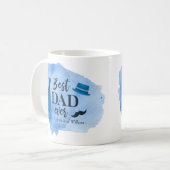 Bester VATER jemals Blue Watercolor Krawatte Hat V Kaffeetasse (Vorderseite Links)