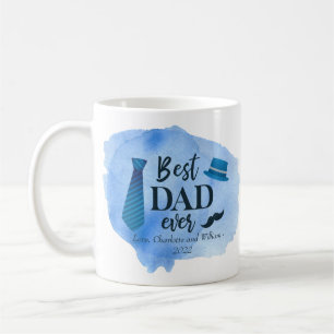 Bester VATER jemals Blue Watercolor Krawatte Hat V Kaffeetasse