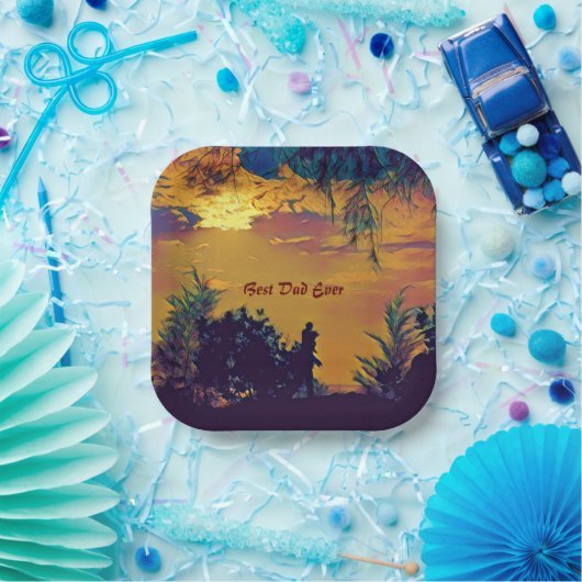 Bester Vater jemals Rodelbahn mit Aussicht Abstrak Pappteller (Party)