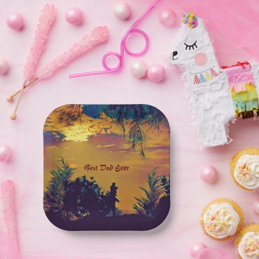 Bester Vater jemals Rodelbahn mit Aussicht Abstrak Pappteller (Party)