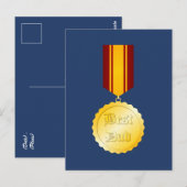 Bester Vater-Medaille Brooch Vatertag Postkarte (Vorne/Hinten)