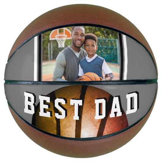 Bester Vater Metallic Orange Father Foto Basketball (Vorderseite)