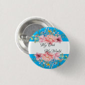 Bester Vater mit Blumenzettel Button (Vorne & Hinten)