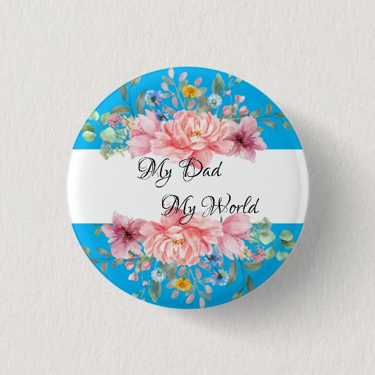 Bester Vater mit Blumenzettel Button (Vorderseite)