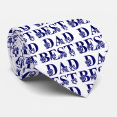 Bester Vater mit Flaggen Blau Text Krawatte (Gerollt)