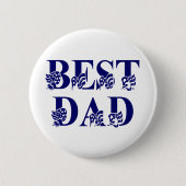 Bester Vater mit Flags Blue Text Button (Vorderseite)