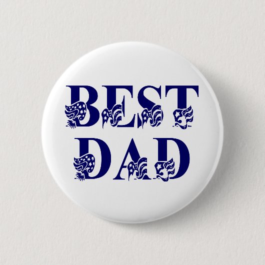 Bester Vater mit Flags Blue Text Button (Vorderseite)