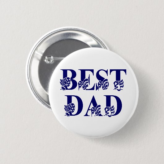 Bester Vater mit Flags Blue Text Button (Vorne & Hinten)