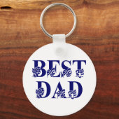 Bester Vater mit Flags Blue Text Schlüsselanhänger (Vorderseite)