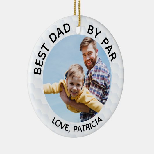 Bester Vater mit Individuelle Name und 2 Fotos Keramik Ornament (Rechts)