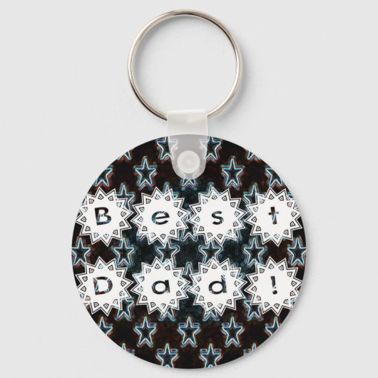 Bester Vater mit Neon Stars Schlüsselanhänger (Vorderseite)