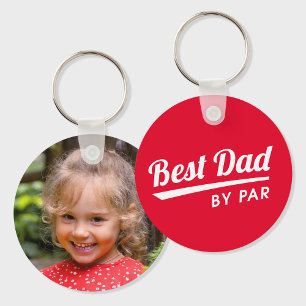 Bester Vater mit Par Custom Foto Golf Rot Schlüsselanhänger