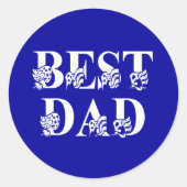 Bester Vater mit weißem Flags-Text Runder Aufkleber (Vorderseite)