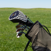 Bester Vater Moderner Schwarz-Weiß-Karo Golf Headcover (In SItu)