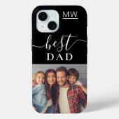 Bester Vater Monogram Foto Schwarz Case-Mate iPhone Hülle (Rückseite)