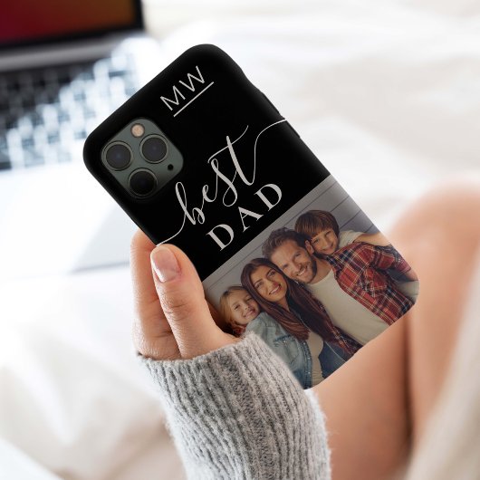 Bester Vater Monogram Foto Schwarz Case-Mate iPhone Hülle