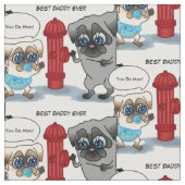 Bester Vater-Mops-Vater und Mops-Baby Stoff (Nahaufnahme)