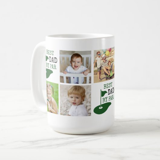 BESTER VATER NACH PAR 7 Fotocollage Golf Kaffeetasse (Vorderseite Links)