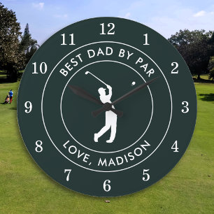 Bester Vater nach Par benutzerdefinierten Golfer N Große Wanduhr