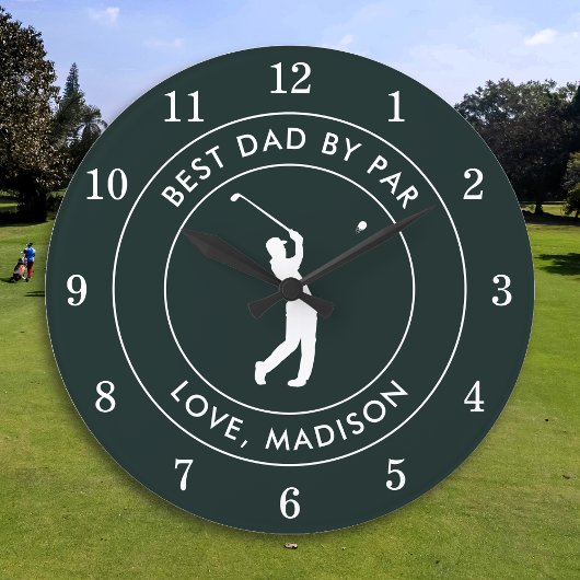 Bester Vater nach Par benutzerdefinierten Golfer N Große Wanduhr
