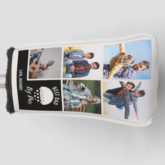 Bester Vater nach Par Custom 5 Fotos Collage Golf Headcover (Vorderseite)