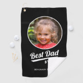 Bester Vater nach Par Custom Kid's Foto Name Black Golfhandtuch (Insitu)