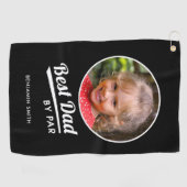 Bester Vater nach Par Custom Kid's Foto Name Black Golfhandtuch (Horizontal)