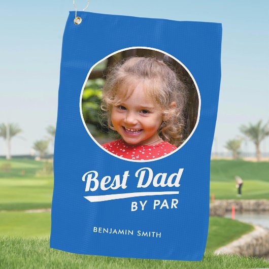 Bester Vater nach Par Custom Kid's Foto Name Blau Golfhandtuch