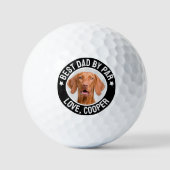 Bester Vater nach Par Custom Pet Hund Foto Schwarz Golfball (Vorderseite)