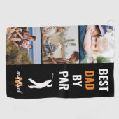 Bester Vater nach Par Foto Monogram Vathday Gesche Golfhandtuch (Horizontal)