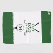 BESTER VATER NACH PAR Foto Monogramm Grün Golfhandtuch (Horizontal)