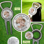 BESTER VATER NACH PAR Foto Personalisiert Pitchgabel<br><div class="desc">Erstellen Sie einen personalisierten Flaschenöffner mit dem Magnetic Golf Ball Marker und Divot Tool mit Ihrem Foto und individuellem Text für einen Golfspieler, den Sie kennen (das Beispiel zeigt BEST VATER BY PAR). Macht einen großen Vatertag, Vater Geburtstag oder ein Urlaubsgeschenk. HILFE: Bitte kontaktieren Sie den Designer, bevor er über...</div>