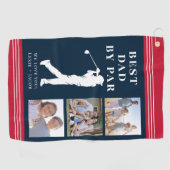 Bester Vater nach Par Foto Vatertag Golfhandtuch (Horizontal)