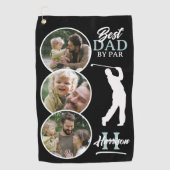 Bester Vater nach Par-Fotocollage Monogramm Golfhandtuch (Vorderseite)