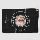 Bester Vater nach Par Golfer Foto Vergnügen Schwar Golfhandtuch (Horizontal)