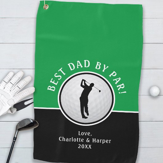Bester Vater nach Par Golfer Männlich Schwarz Gree Golfhandtuch