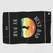 Bester Vater nach Par Golfer Silhouette Schwarz-we Golfhandtuch (Horizontal)