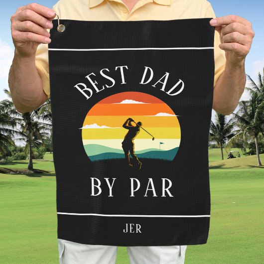 Bester Vater nach Par Golfer Silhouette Schwarz-we Golfhandtuch