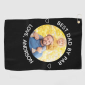 Bester Vater nach Par Individuelle Name Foto Vater Golfhandtuch (Horizontal)