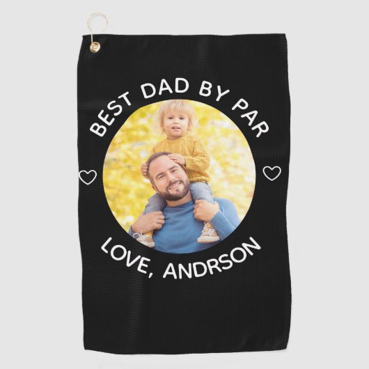 Bester Vater nach Par Individuelle Name Foto Vater Golfhandtuch (Vorderseite)