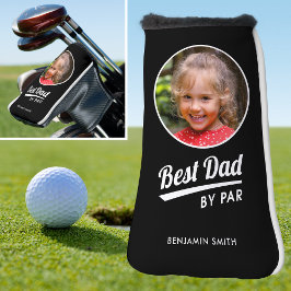 Bester Vater nach Par Kid Foto Name Black Putter Golf Headcover
