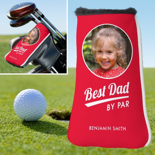 Bester Vater nach Par Kid Foto Name Red Putter Golf Headcover