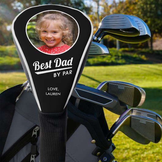 Bester Vater nach Par Kid's Foto Name Black Golf Headcover