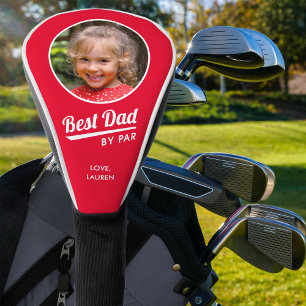 Bester Vater nach Par Kid's Foto Name Red Golf Headcover