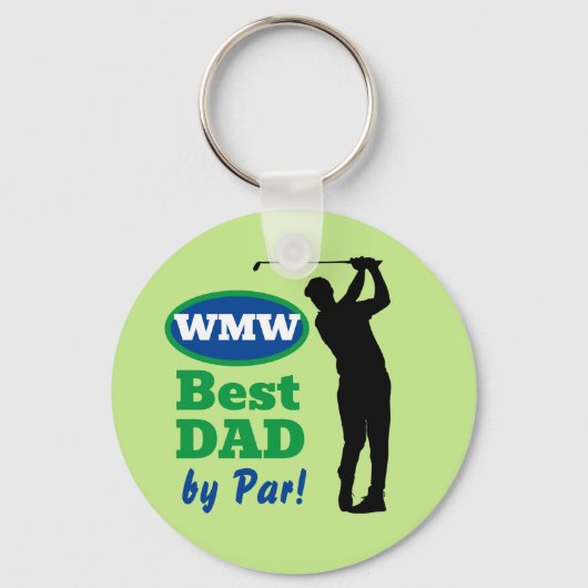 Bester Vater nach Par! Monogram Golf Hat Schlüsselanhänger (Vorderseite)