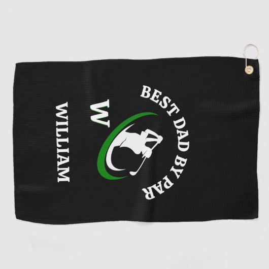 Bester Vater nach Par Monogramm Name Männer Golfhandtuch (Horizontal)