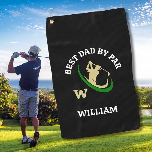 Bester Vater nach Par Monogramm Name Männer Golfhandtuch