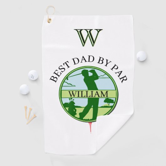 BESTER VATER NACH PAR NAME CUSTOM MONOGRAM GOLFHANDTUCH (Insitu)
