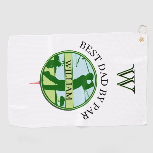 BESTER VATER NACH PAR NAME CUSTOM MONOGRAM GOLFHANDTUCH (Horizontal)